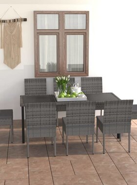 VidaXL 9-delige Tuinset poly rattan grijs