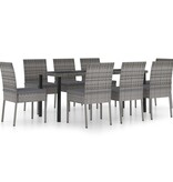 VidaXL 9-delige Tuinset poly rattan grijs