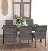 VidaXL 7-delige Tuinset poly rattan grijs