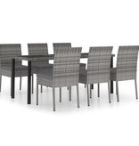 VidaXL 7-delige Tuinset poly rattan grijs
