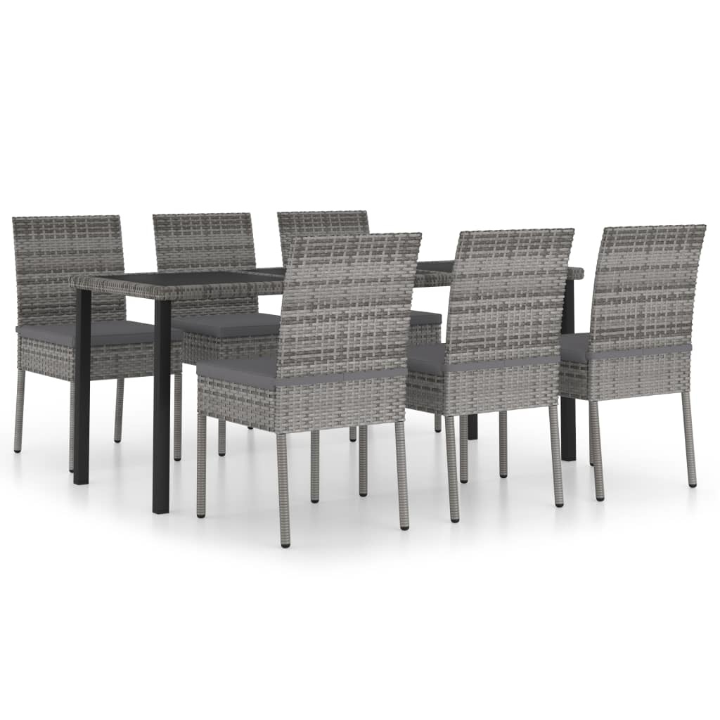 VidaXL 7-delige Tuinset poly rattan grijs