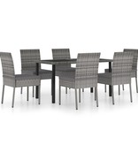VidaXL 7-delige Tuinset poly rattan grijs