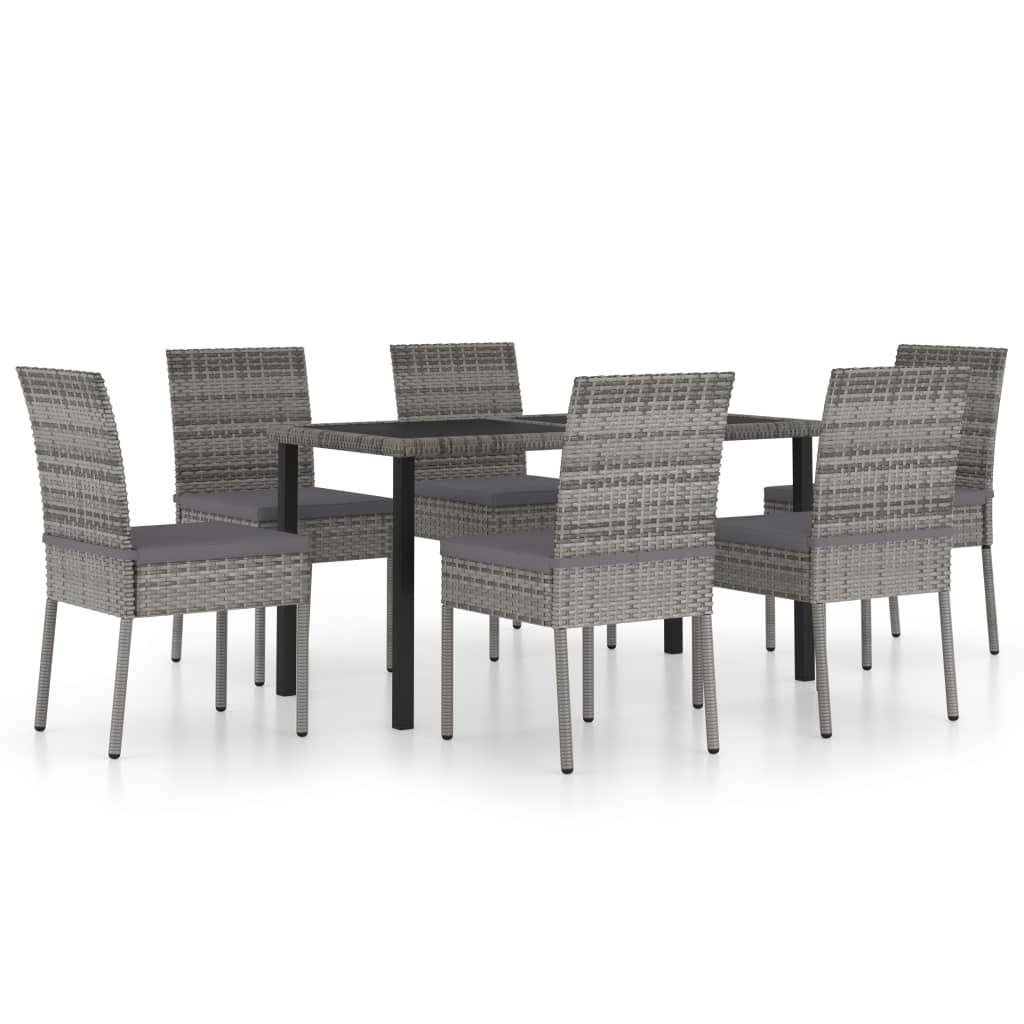 VidaXL 7-delige Tuinset poly rattan grijs