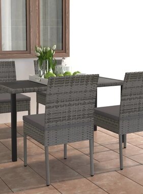 VidaXL 5-delige Tuinset poly rattan grijs