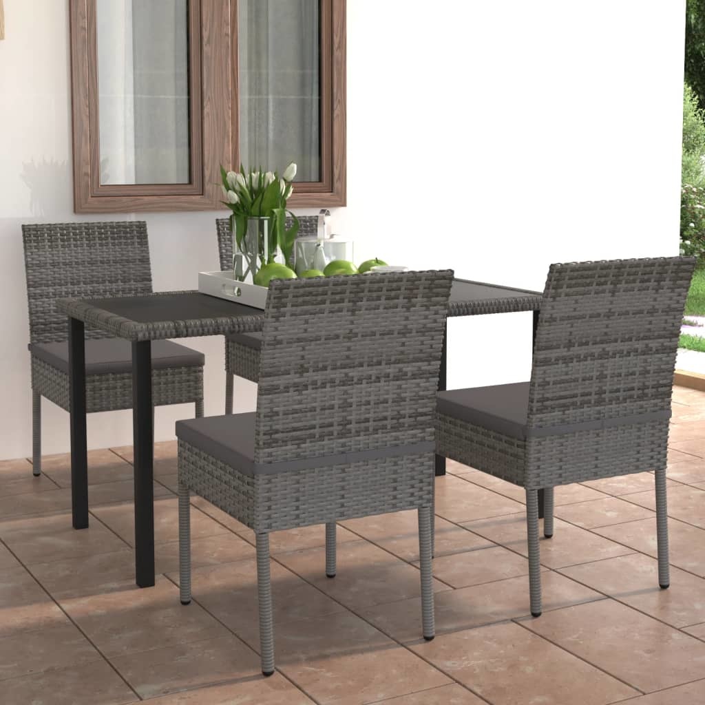 VidaXL 5-delige Tuinset poly rattan grijs