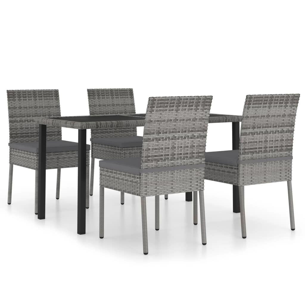 VidaXL 5-delige Tuinset poly rattan grijs