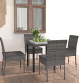 VidaXL 5-delige Tuinset poly rattan grijs