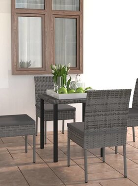 VidaXL 5-delige Tuinset poly rattan grijs