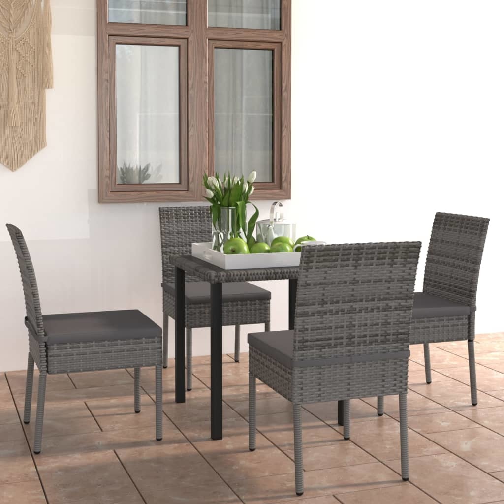 VidaXL 5-delige Tuinset poly rattan grijs