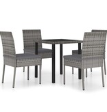 VidaXL 5-delige Tuinset poly rattan grijs