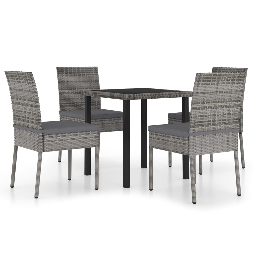 VidaXL 5-delige Tuinset poly rattan grijs