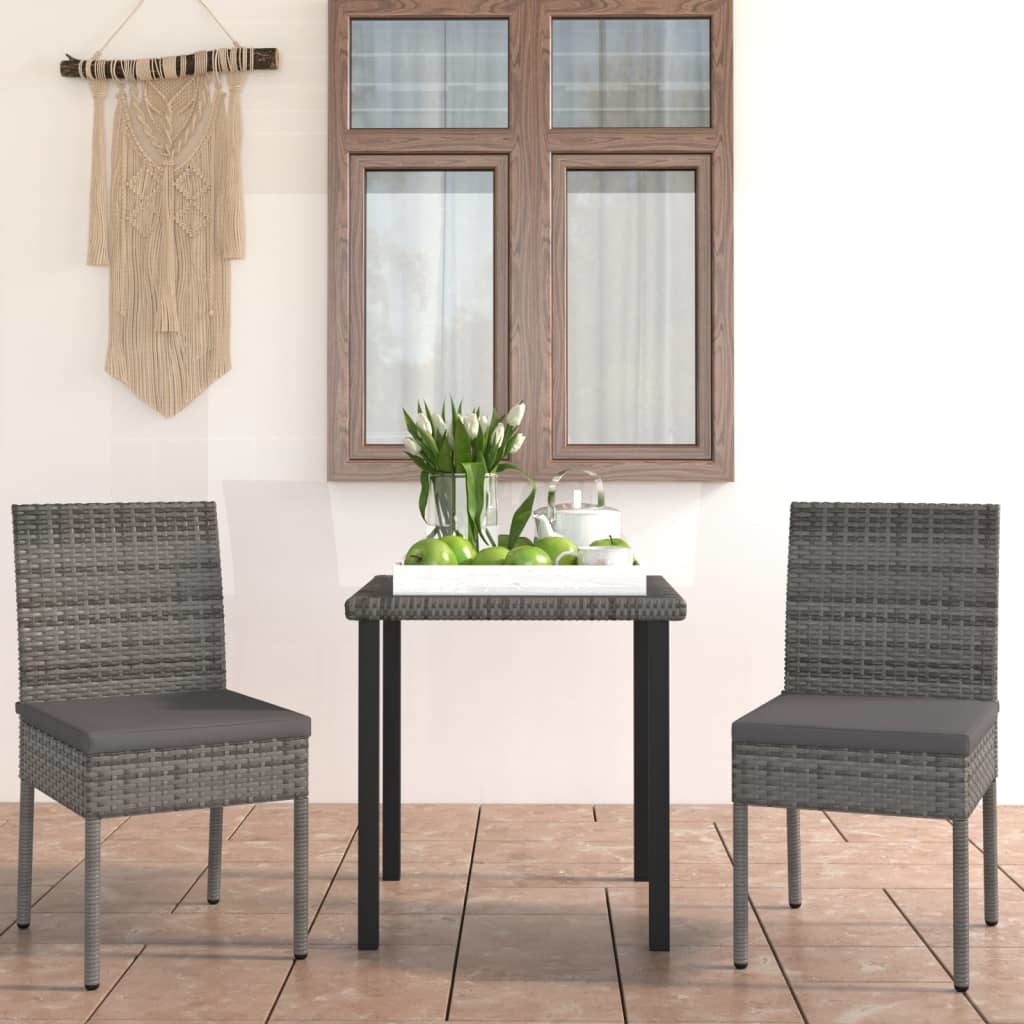 VidaXL 3-delige Tuinset poly rattan grijs