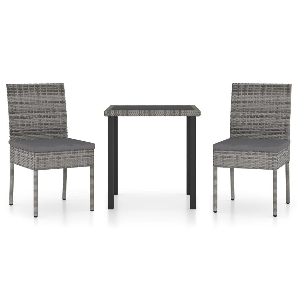 VidaXL 3-delige Tuinset poly rattan grijs