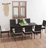 VidaXL 9-delige Tuinset poly rattan zwart