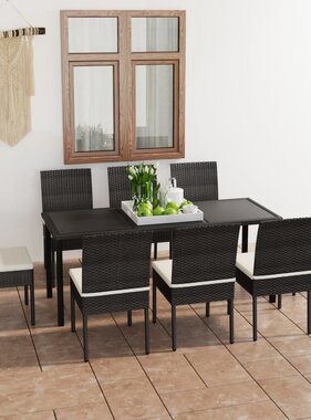 VidaXL 9-delige Tuinset poly rattan zwart