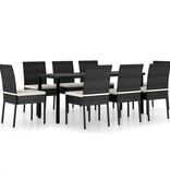 VidaXL 9-delige Tuinset poly rattan zwart