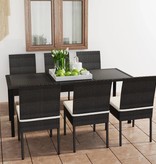 VidaXL 7-delige Tuinset poly rattan zwart