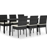 VidaXL 7-delige Tuinset poly rattan zwart