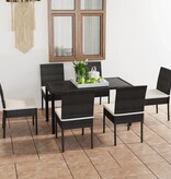 VidaXL 7-delige Tuinset poly rattan zwart