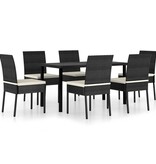 VidaXL 7-delige Tuinset poly rattan zwart