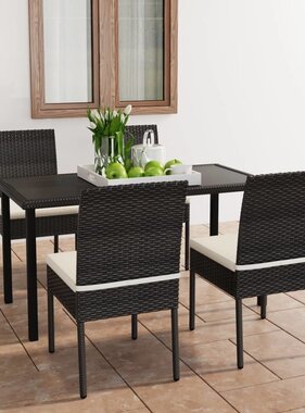 VidaXL 5-delige Tuinset poly rattan zwart