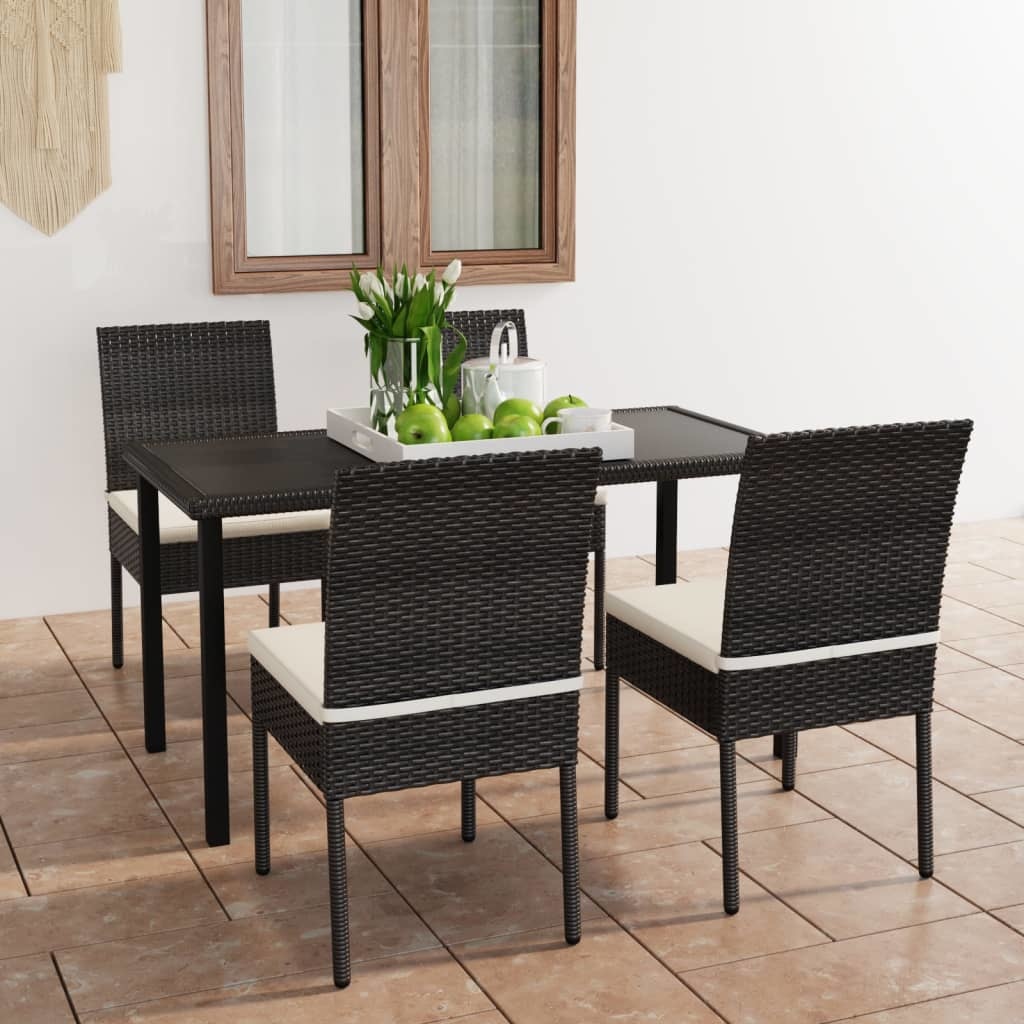 VidaXL 5-delige Tuinset poly rattan zwart