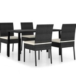 VidaXL 5-delige Tuinset poly rattan zwart