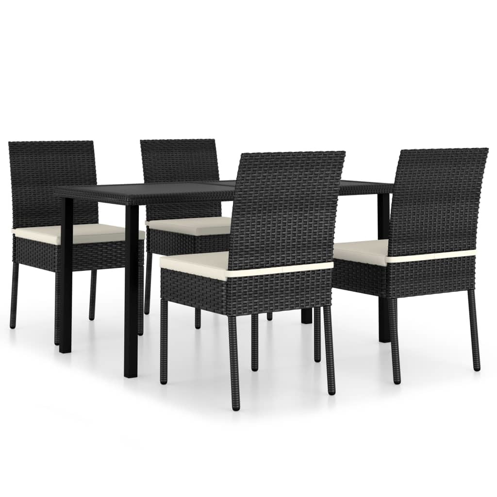 VidaXL 5-delige Tuinset poly rattan zwart