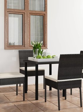 VidaXL 5-delige Tuinset poly rattan zwart