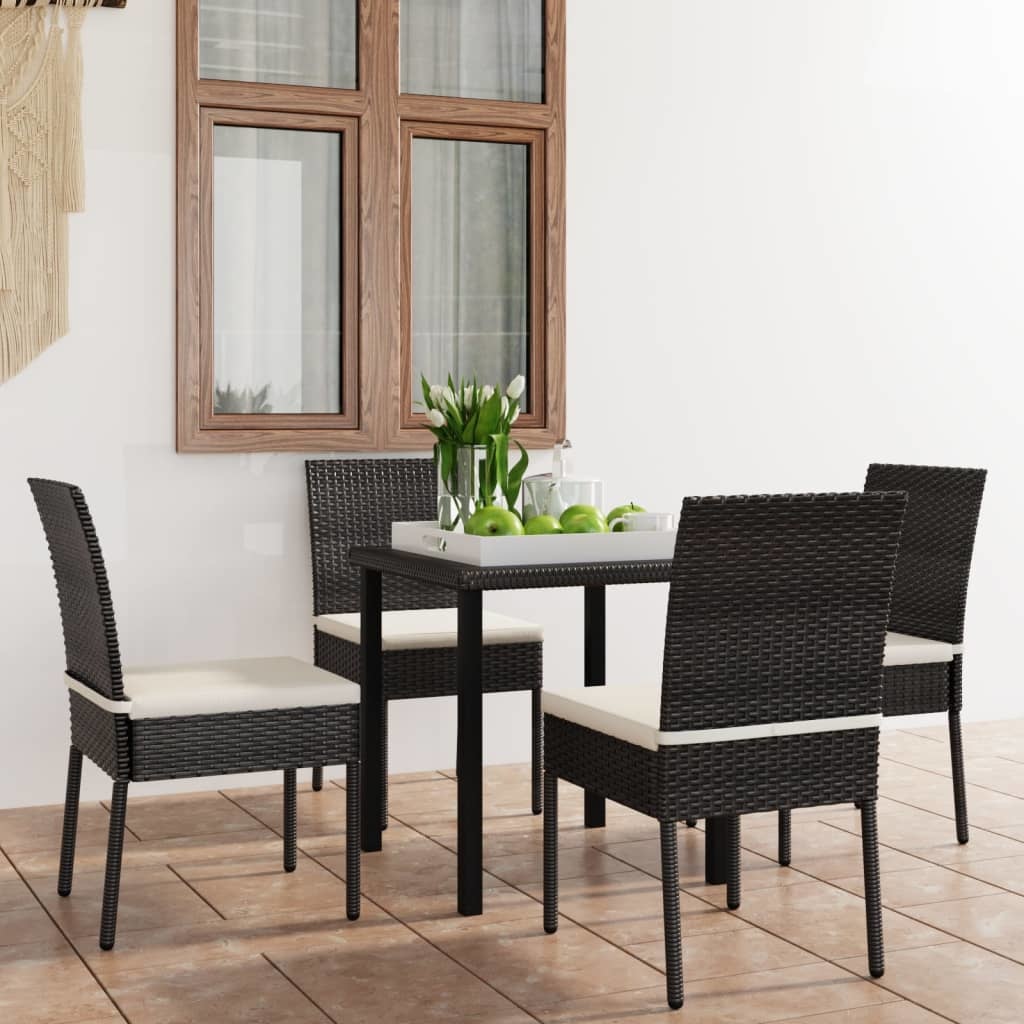 VidaXL 5-delige Tuinset poly rattan zwart