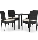 VidaXL 5-delige Tuinset poly rattan zwart