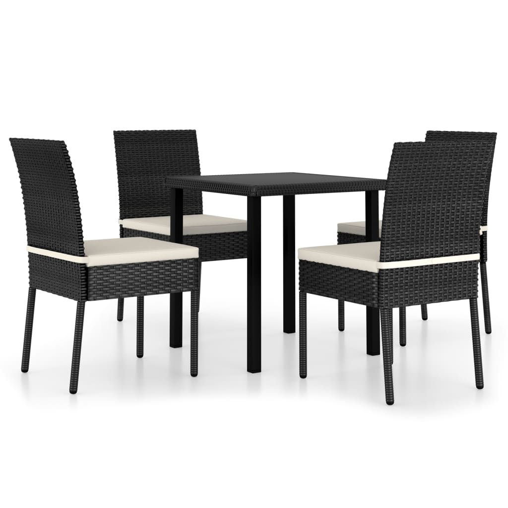 VidaXL 5-delige Tuinset poly rattan zwart
