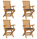 VidaXL Tuinstoelen met antracietkleurige kussens 4 st massief teakhout
