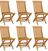 VidaXL Tuinstoelen 6 st met lichtblauwe kussens massief teakhout