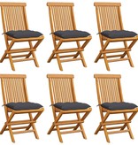 VidaXL Tuinstoelen 6 st met antracietkleurige kussens massief teakhoutt