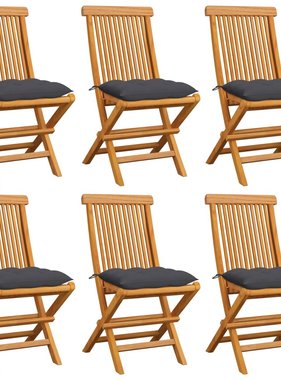 VidaXL Tuinstoelen 6 st met antracietkleurige kussens massief teakhoutt