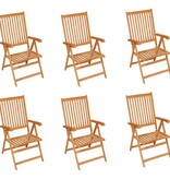 VidaXL Tuinstoelen 6 st met zwarte kussens massief teakhout