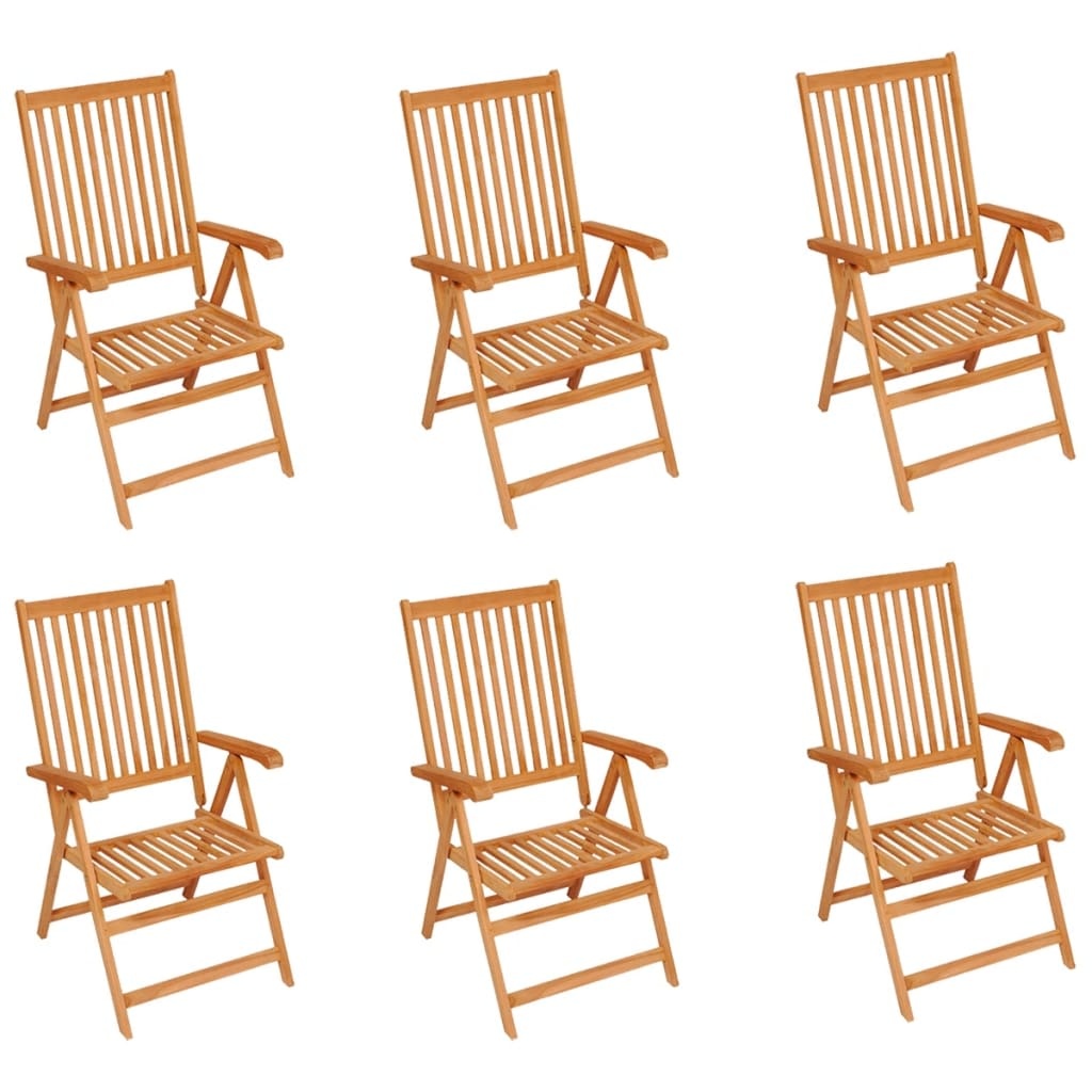 VidaXL Tuinstoelen 6 st met zwarte kussens massief teakhout