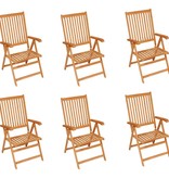 VidaXL Tuinstoelen 6 st met rode kussens massief teakhout