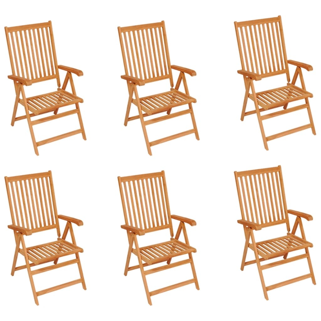 VidaXL Tuinstoelen 6 st met rode kussens massief teakhout