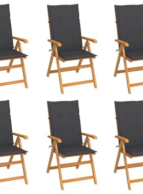 VidaXL Tuinstoelen 6 st met antracietkleurige kussens massief teakhout