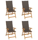 VidaXL Tuinstoelen 4 st met taupekleurige kussens massief teakhout