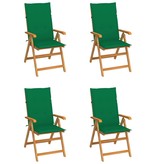 VidaXL Tuinstoelen 4 st met groene kussens massief teakhout