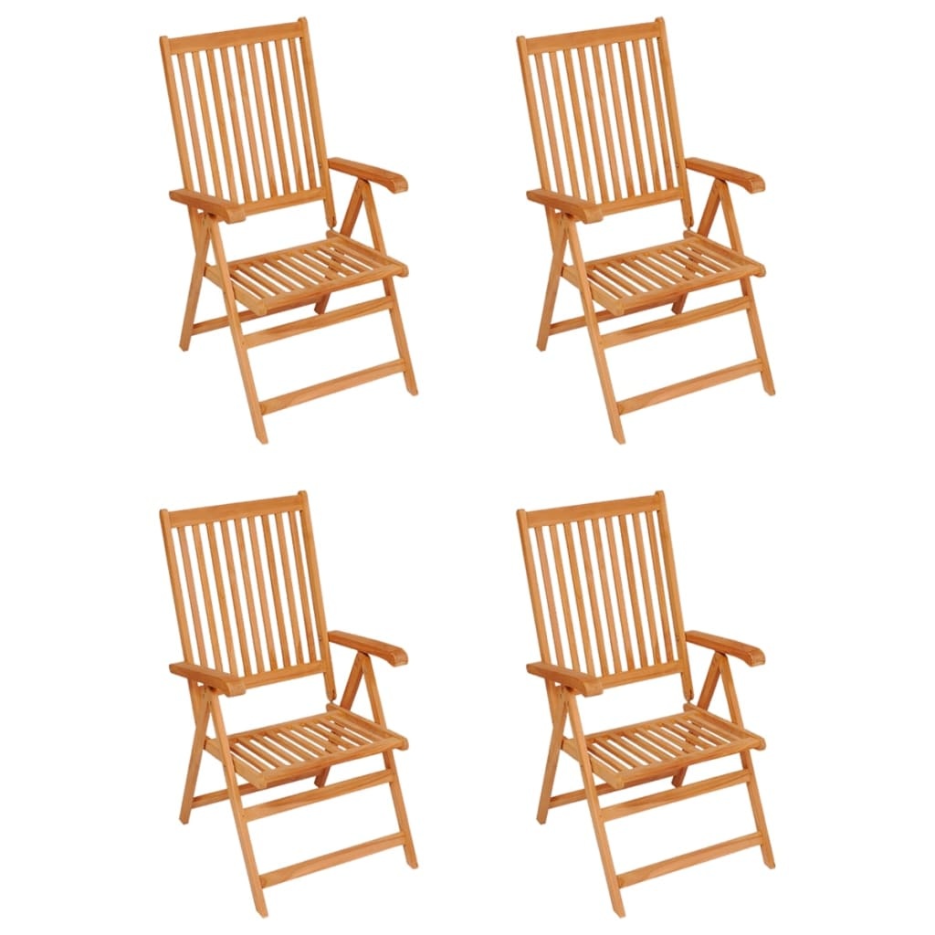 VidaXL Tuinstoelen 4 st met grijze kussens massief teakhout