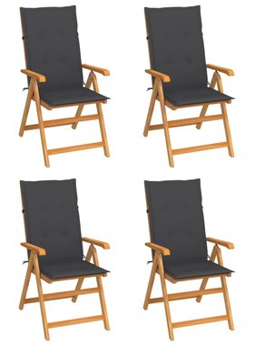 VidaXL Tuinstoelen 4 st met antracietkleurige kussens massief teakhout