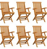VidaXL Tuinstoelen inklapbaar 6 st massief teakhout