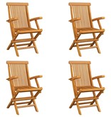 VidaXL Tuinstoelen inklapbaar 4 st massief teakhout