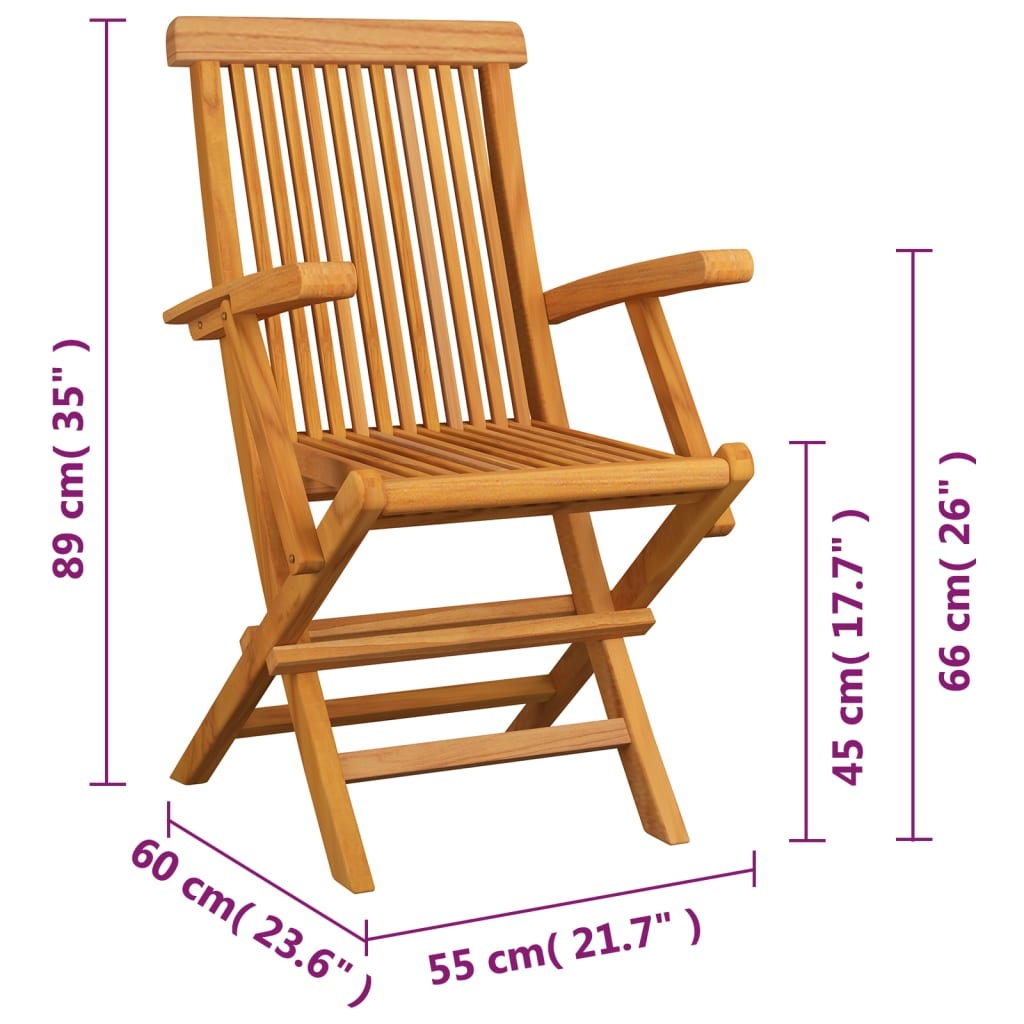 VidaXL Tuinstoelen inklapbaar 4 st massief teakhout