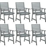 VidaXL Tuinstoelen 6 st massief acaciahout grijs