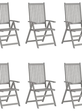 VidaXL Tuinstoelen verstelbaar 6 st massief acaciahout grijs